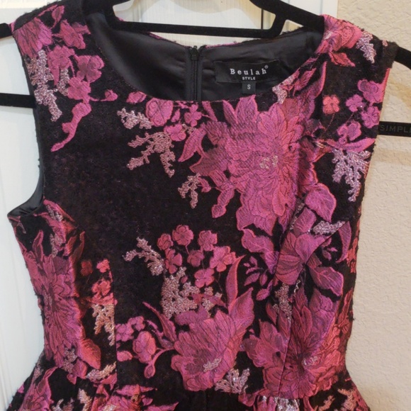 💕Magenta Floral Brocade Cocktail/Party Dress - Picture 5 of 8